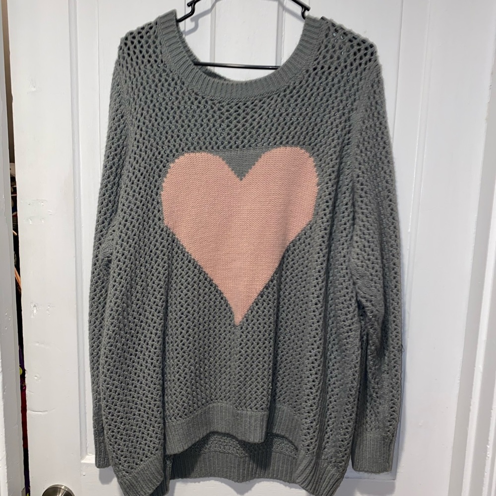 Torrid Oversized Pink Heart Sweater